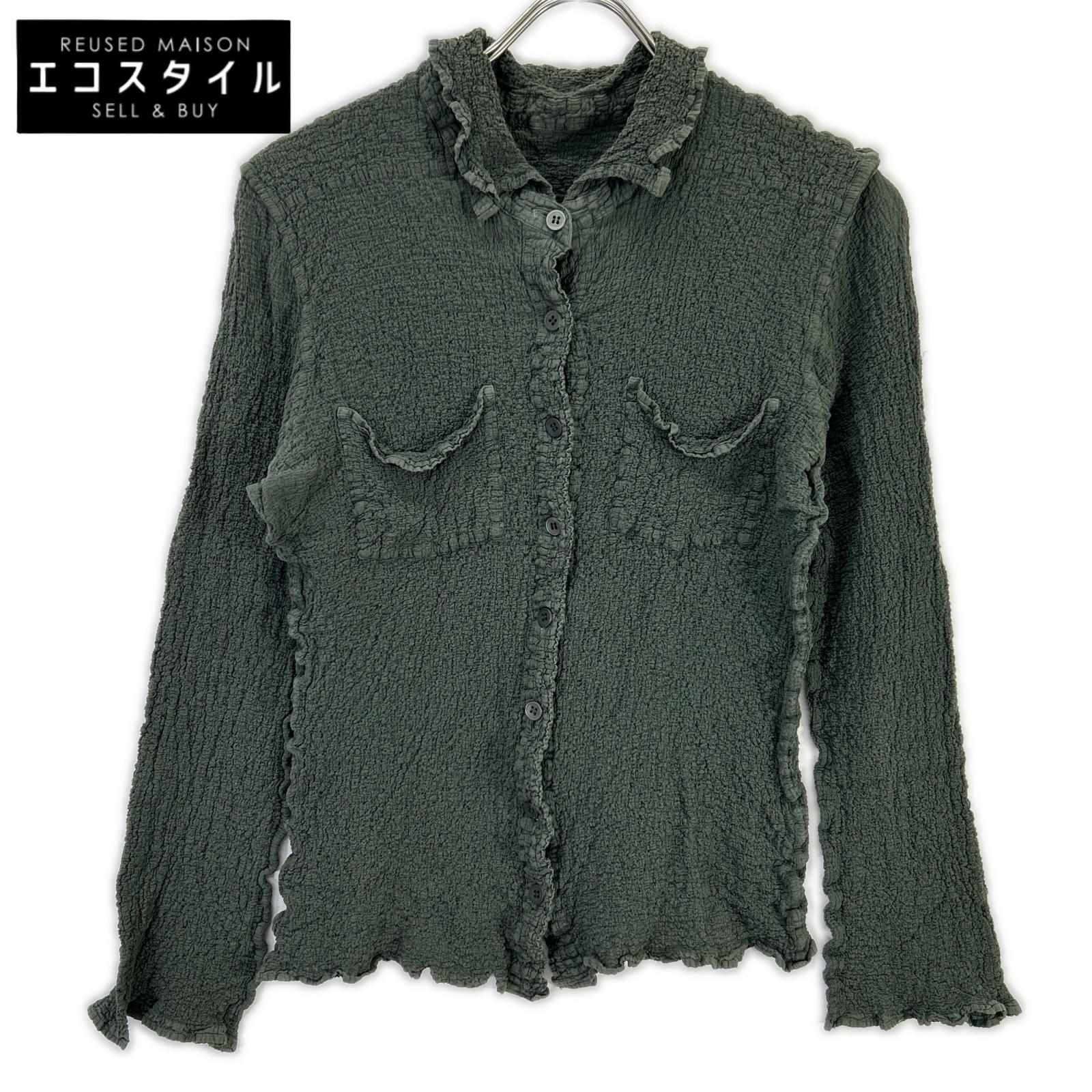 MeISSEYMIYAKE ミーイッセイミヤケ MI54FK408 khaki shrunk-finish two-pocket cardigan tops