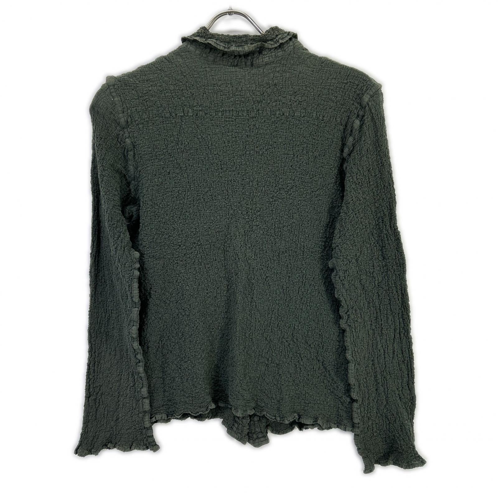 MeISSEYMIYAKE ミーイッセイミヤケ MI54FK408 khaki shrunk-finish two-pocket cardigan tops