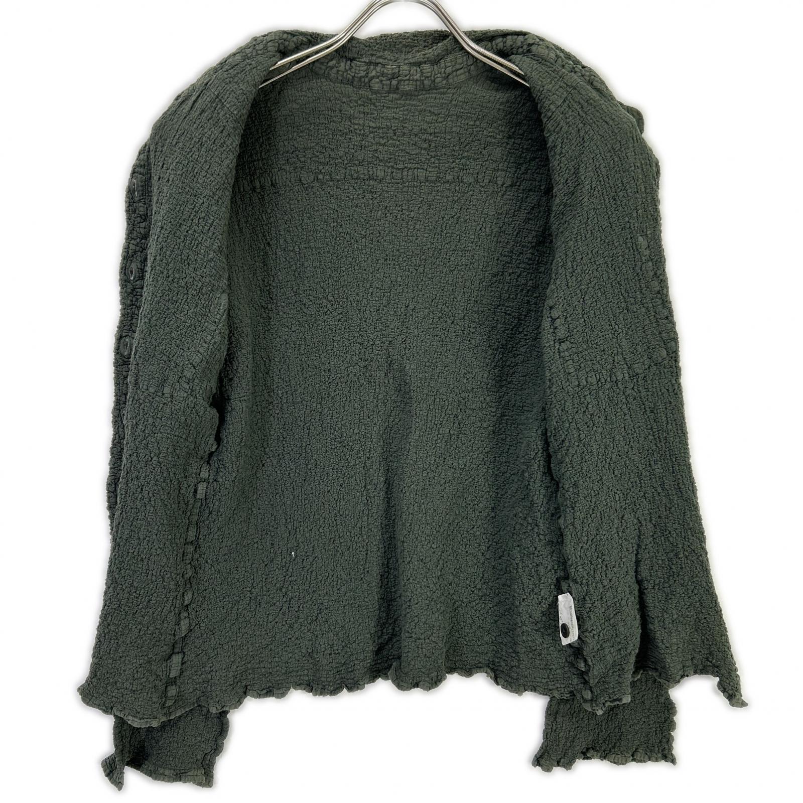 MeISSEYMIYAKE ミーイッセイミヤケ MI54FK408 khaki shrunk-finish two-pocket cardigan tops