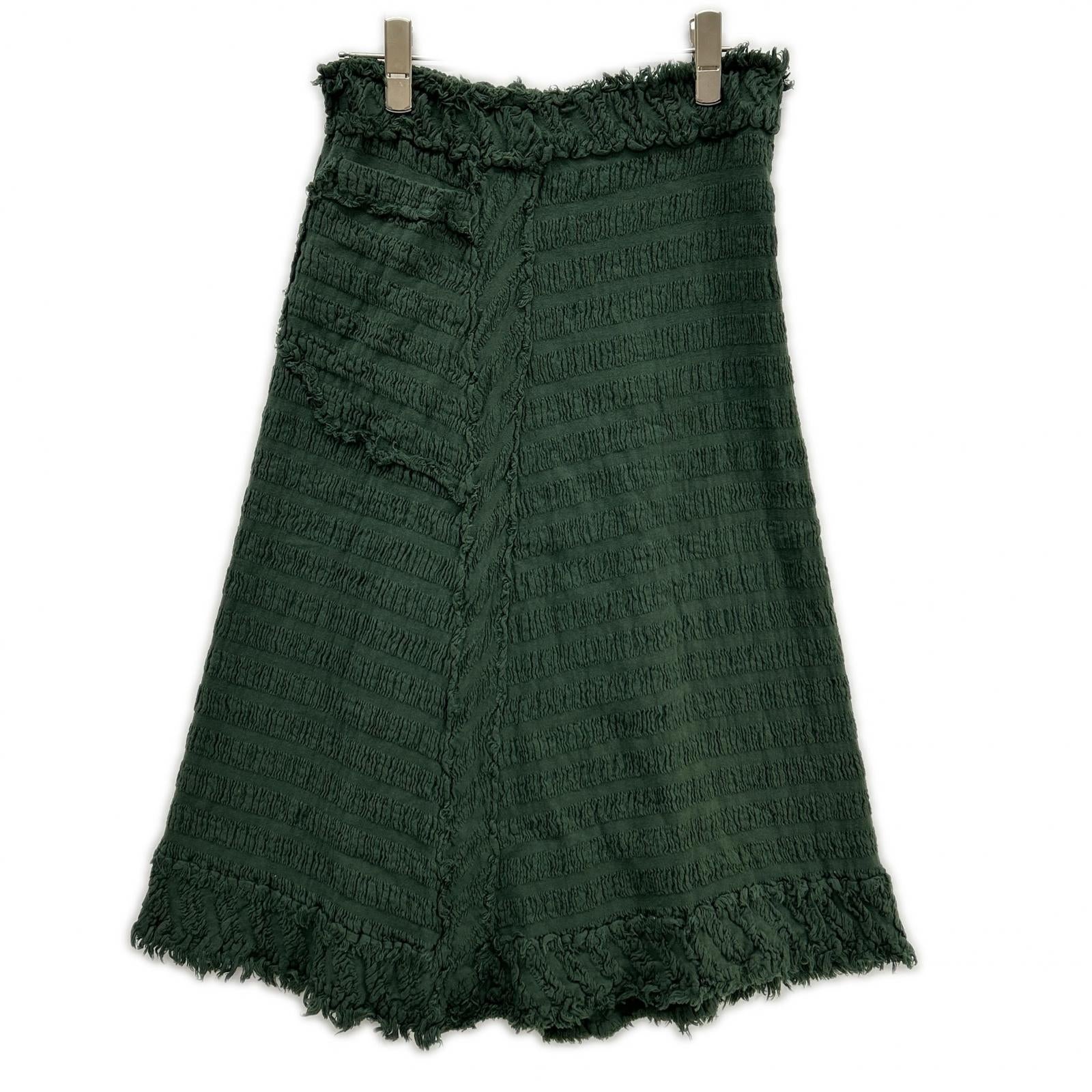 MeISSEYMIYAKE ミーイッセイミヤケ MI54-FG451 カーキ ギャザー切りっぱなしAランク2ポケットスカート スカート
