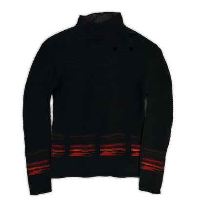 MeISSEYMIYAKE ミーイッセイミヤケ MI33-FJ421 ブラック×レッド モックネック長袖カットソー トップス