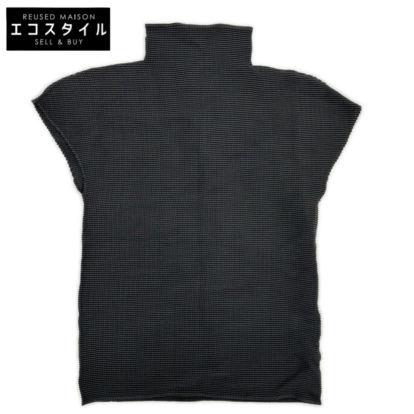 MeISSEYMIYAKE ミーイッセイミヤケ MI31-FK403 チャコール モックネックショートスリーブカットソー トップス