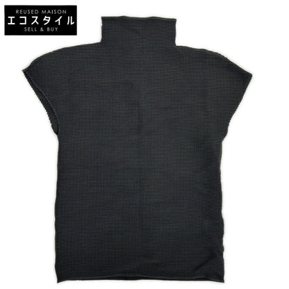MeISSEYMIYAKE ミーイッセイミヤケ MI31-FK403 チャコール モックネックショートスリーブカットソー トップス