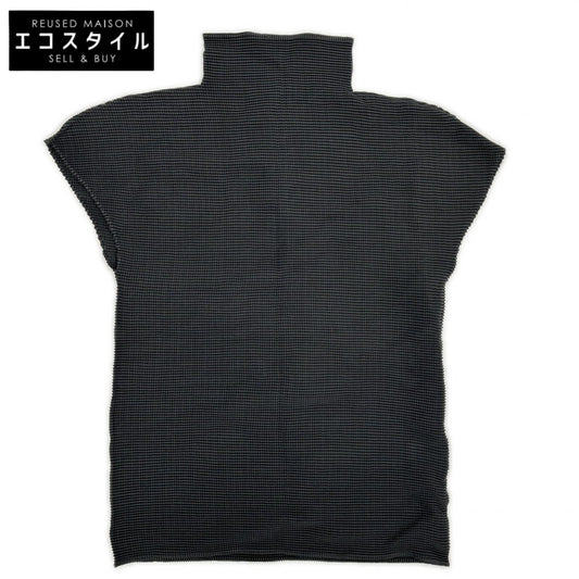 MeISSEYMIYAKE ミーイッセイミヤケ MI31-FK403 チャコール モックネックショートスリーブカットソー トップス