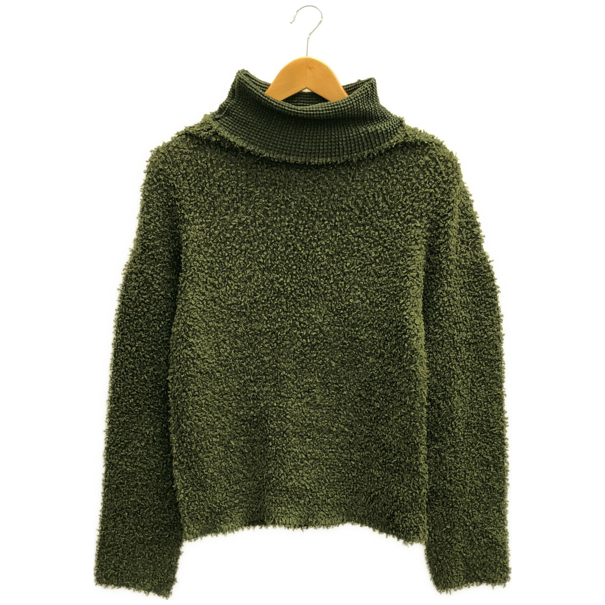 MeISSEYMIYAKE ミーイッセイミヤケ MI33-FJ529 グリーン シャギータートルネックカットソー トップス