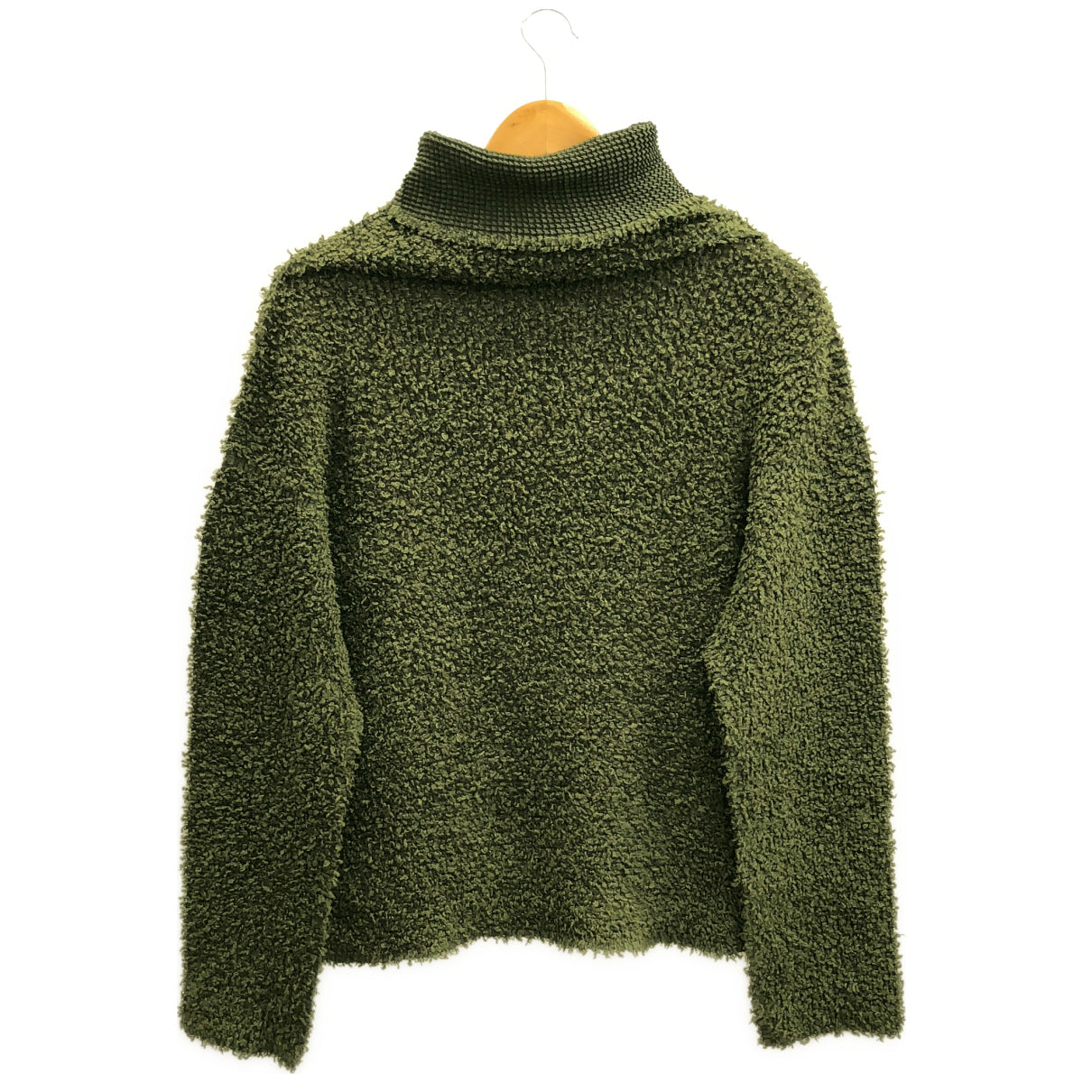 MeISSEYMIYAKE ミーイッセイミヤケ MI33-FJ529 グリーン シャギータートルネックカットソー トップス