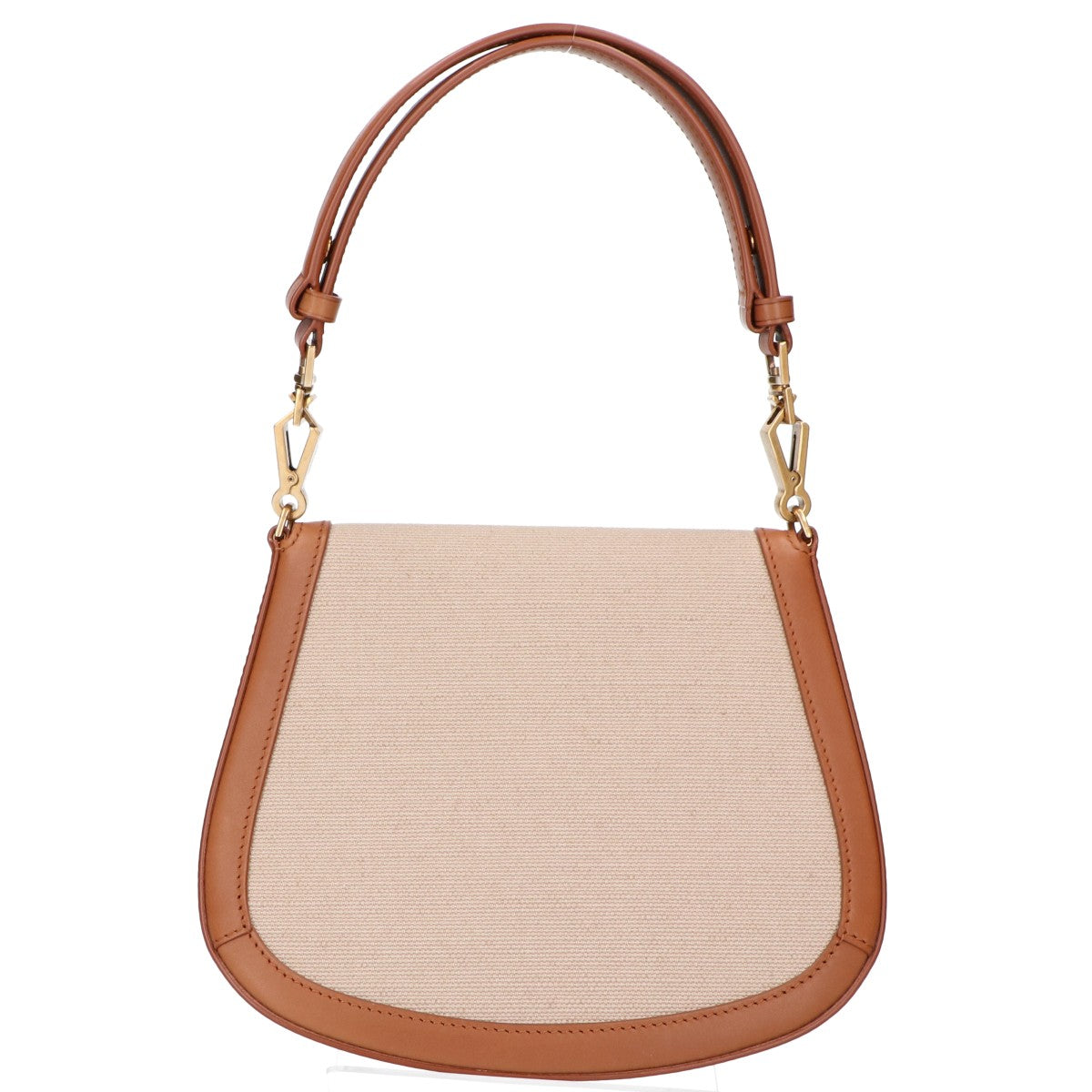 SAINT LAURENT PARIS サンローランパリ 818896 ベージュ×ブラウン キャンバス/カーフ メタルカサンドラロゴ トップハンドルバッグ ハンドバッグ