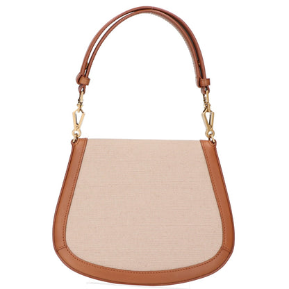 SAINT LAURENT PARIS サンローランパリ 818896 ベージュ×ブラウン キャンバス/カーフ メタルカサンドラロゴ トップハンドルバッグ ハンドバッグ