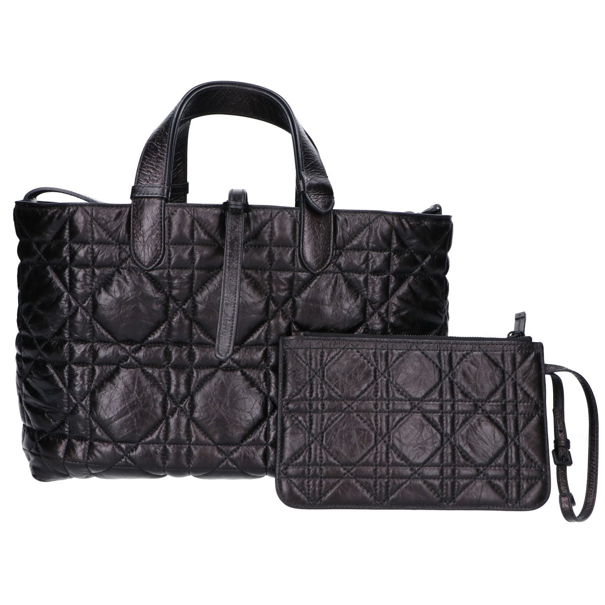 DIOR ディオール M2821SNIO_M900 ブラック マクロカナージュ クリンクルド カーフスキン Dior Toujours バッグ ミディアム ハンドバッグ