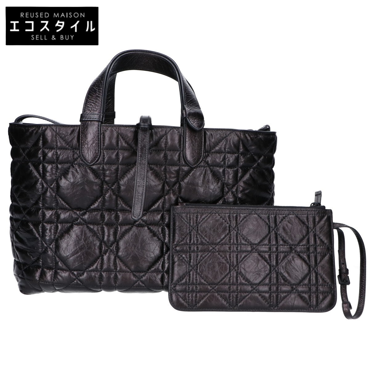 DIOR ディオール M2821SNIO_M900 ブラック マクロカナージュ クリンクルド カーフスキン Dior Toujours バッグ ミディアム ハンドバッグ