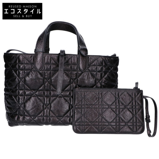 DIOR ディオール M2821SNIO_M900 ブラック マクロカナージュ クリンクルド カーフスキン Dior Toujours バッグ ミディアム ハンドバッグ