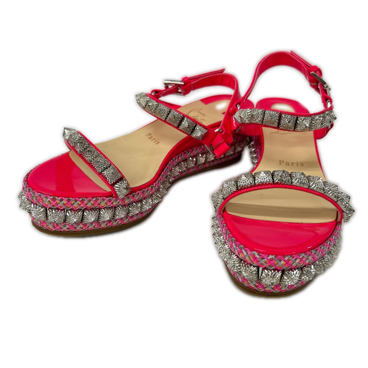 CHRISTIAN LOUBOUTIN クリスチャンルブタン パテントレザー ピラリヤド スタッズ サンダル シューズ