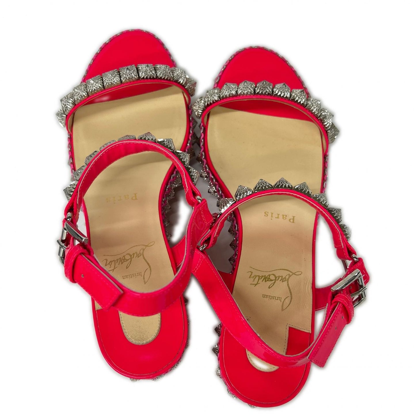 CHRISTIAN LOUBOUTIN クリスチャンルブタン パテントレザー ピラリヤド スタッズ サンダル シューズ