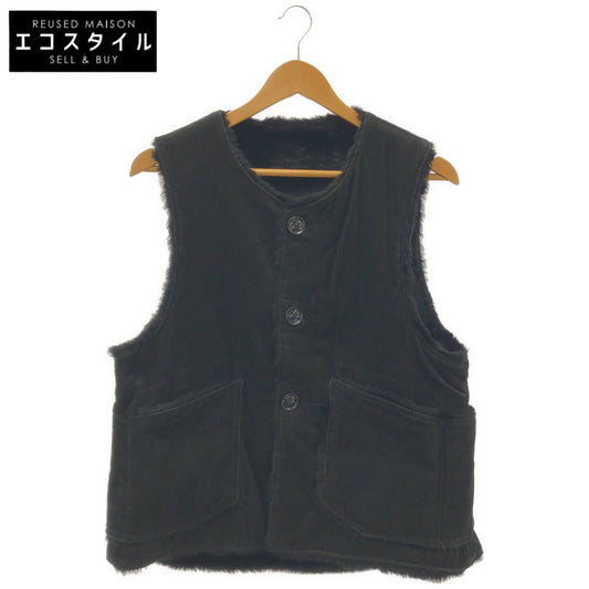 Engineered Garments Engineered Garments Black Corduroy × Boa Oversized Vest Gilet Jacket