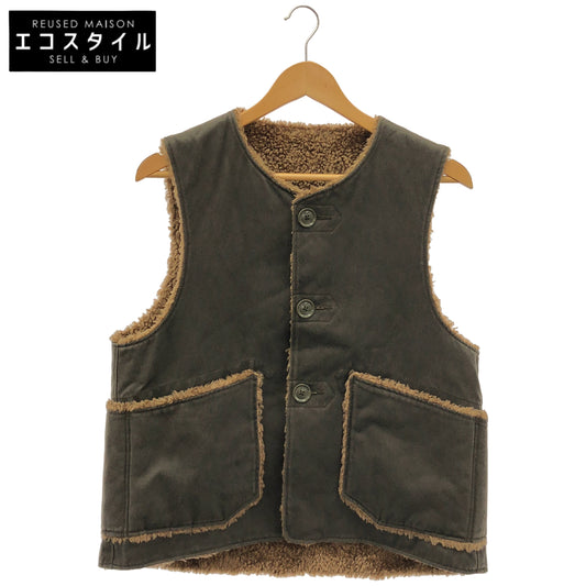 Engineered Garments Engineered Garments Brown × beige cotton × fleece oversized vest gilet jacket