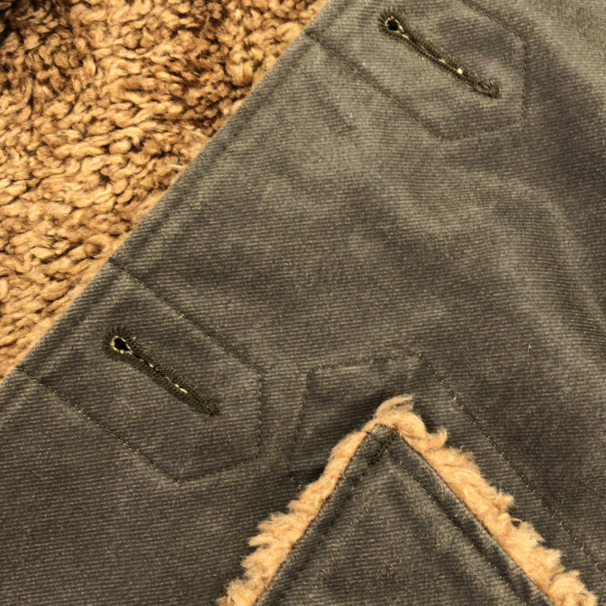 Engineered Garments エンジニアードガーメンツ ブラウン×ベージュ コットン×ボア オーバーベスト ジレ ジャケット