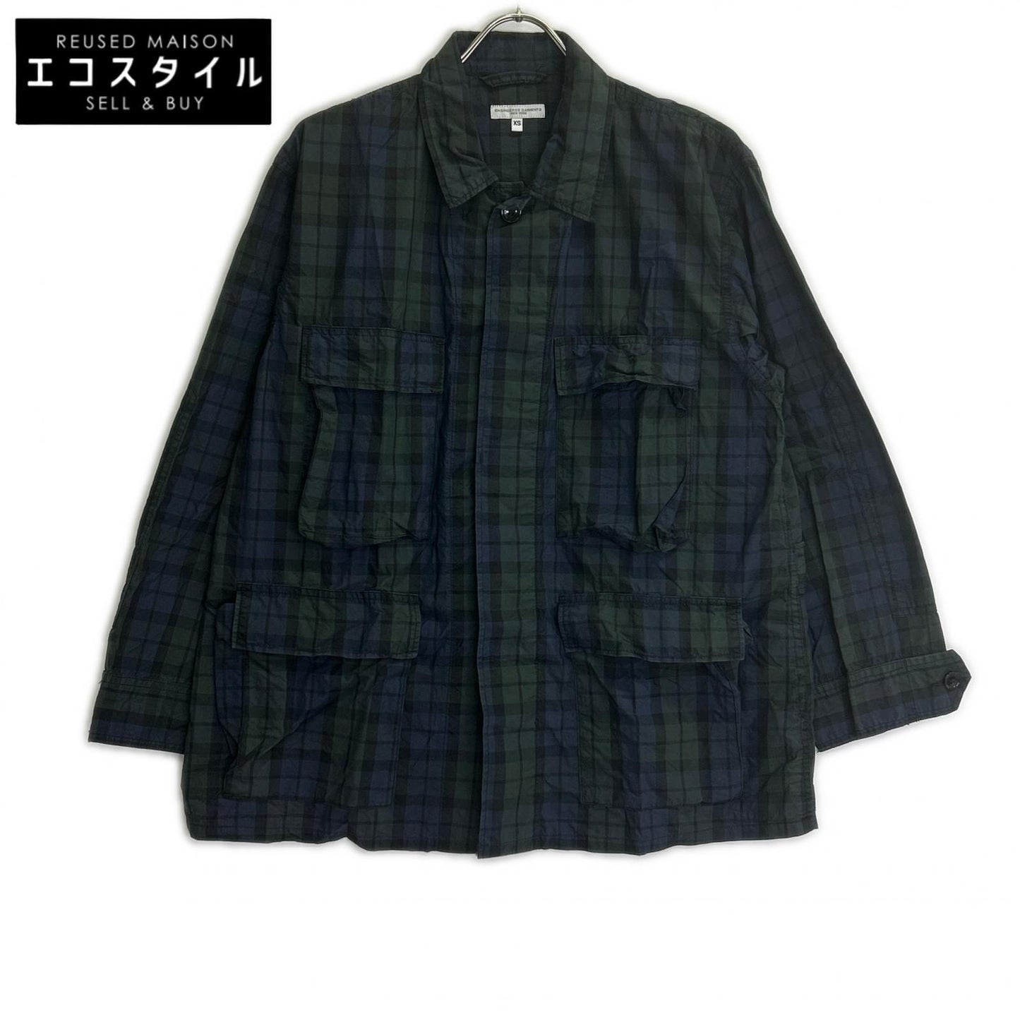 Engineered Garments navy-and-green black watch-pattern cotton-nylon BDU jacket