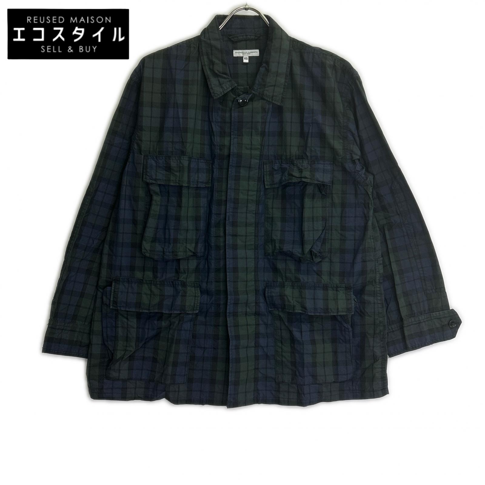 Engineered Garments navy-and-green black watch-pattern cotton-nylon BDU jacket