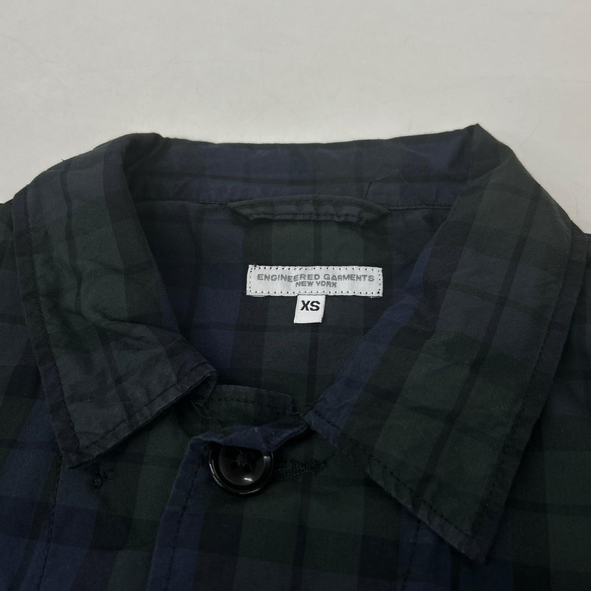 Engineered Garments navy-and-green black watch-pattern cotton-nylon BDU jacket
