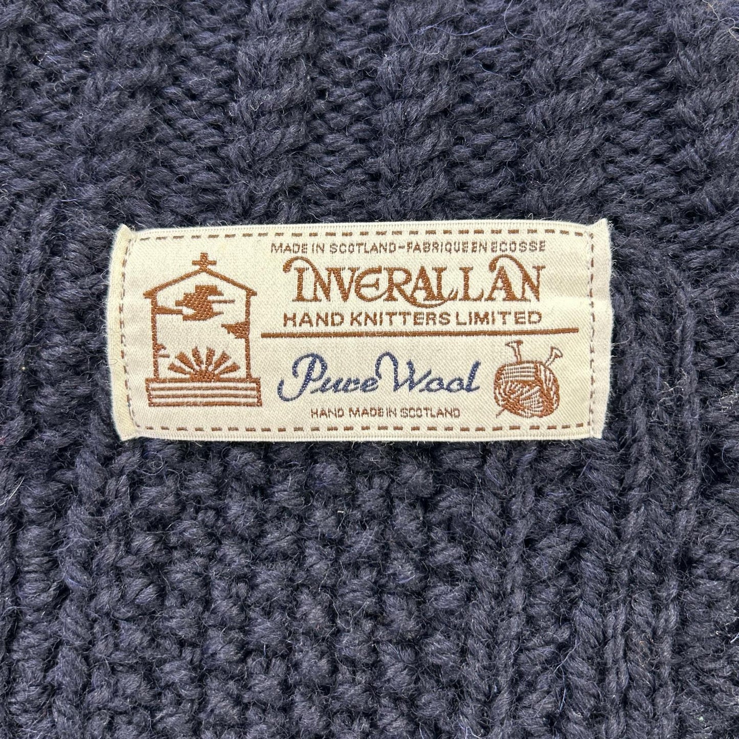 Inverallan インバーアラン ネイビー スコットランド製 ウール ランバーカーディガン トップス