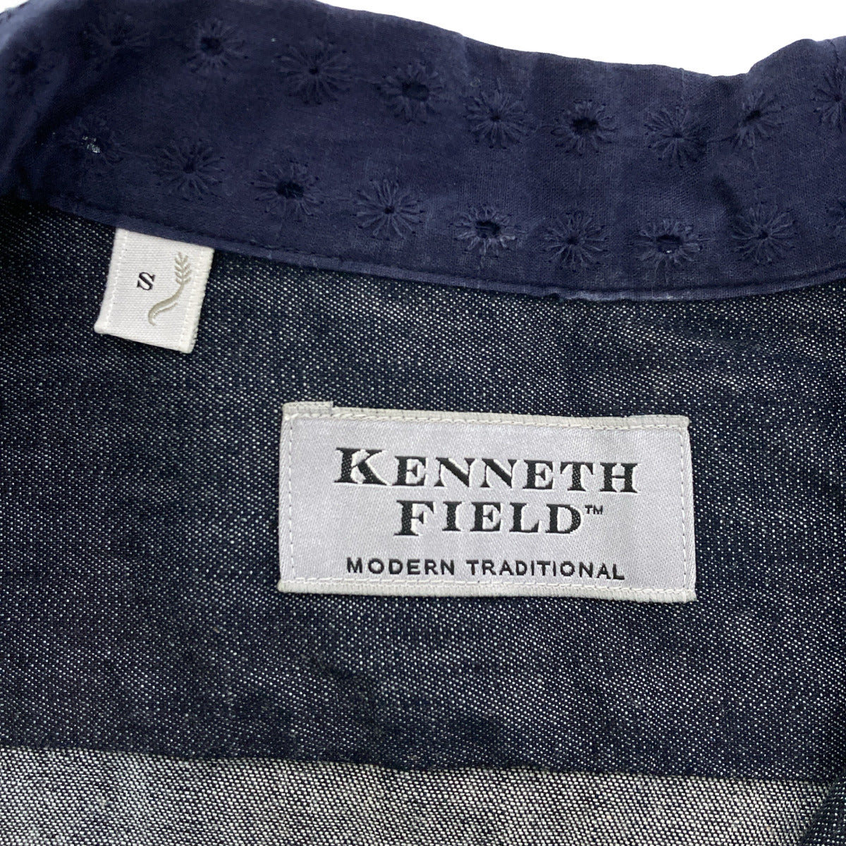 KENNETH FIELD ケネスフィールド チャコール コットン シャンブレー オープンカラーシャツ トップス