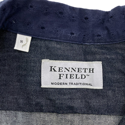 KENNETH FIELD ケネスフィールド チャコール コットン シャンブレー オープンカラーシャツ トップス