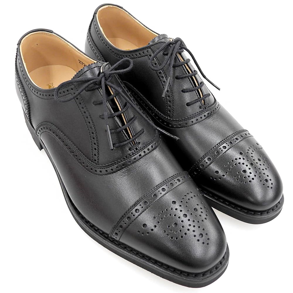 SCOTCH GRAIN スコッチグレイン 未使用 SHINE OR RAIN III カーフ ストレートメダリオンシューズ レディース ブラック 24.5cm 2720 シューズ