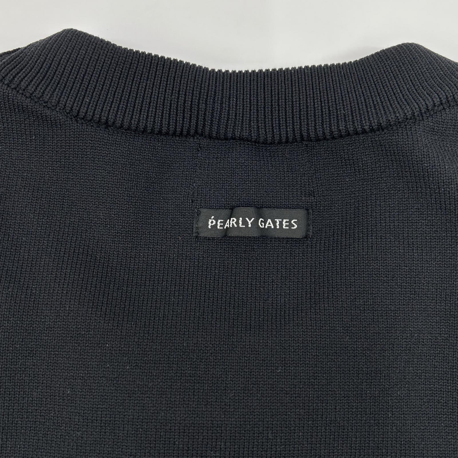 PEARLY GATES パーリーゲイツ ブラック×ホワイト フロントロゴ クルーネック ロングスリーブトップス トップス
