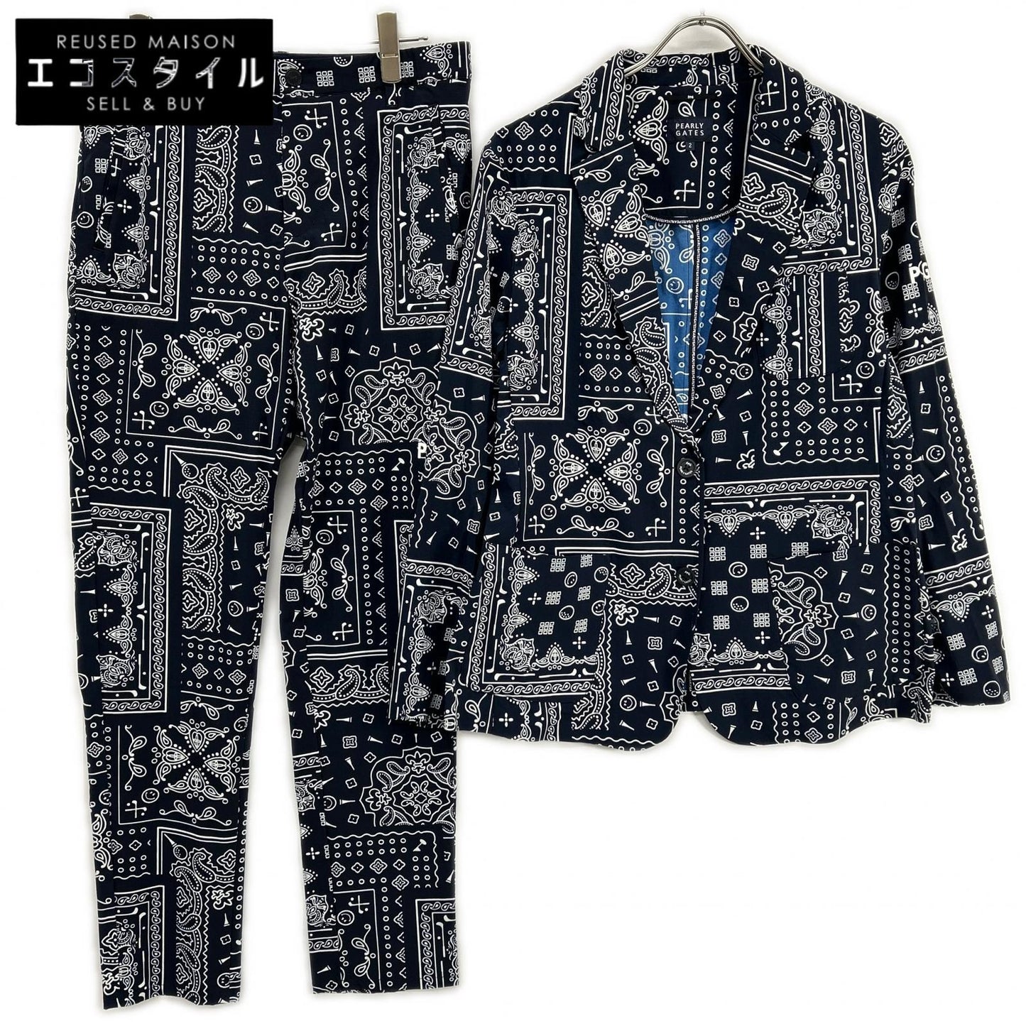 PEARLY GATES パーリーゲイツ PF20JK001・PF20PN002 ネイビー ペイズリー セットアップ スーツ セットアップ