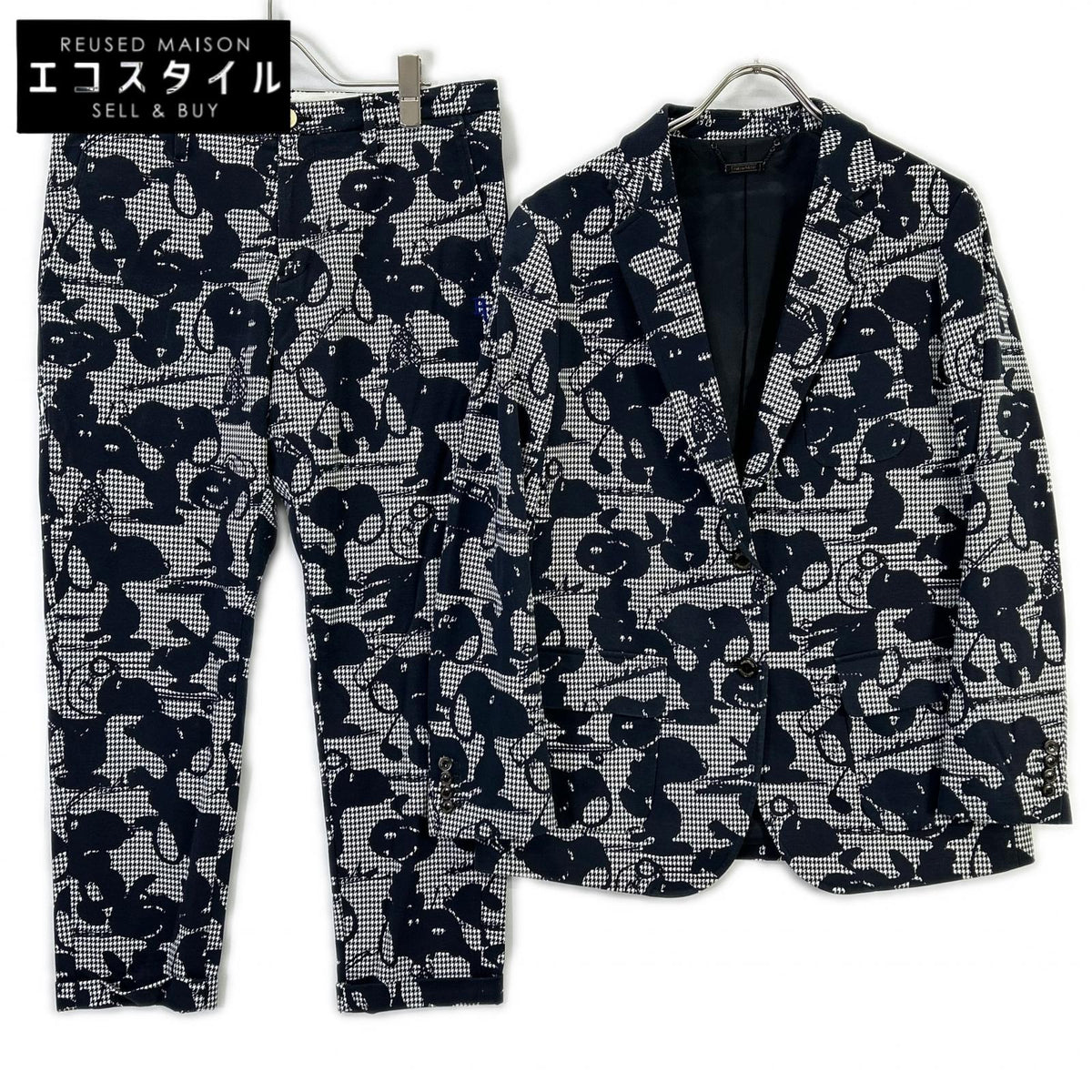 PEARLY GATES 【× PEANUTS】 Navy-and-white houndstooth Snoopy suit set Set-up