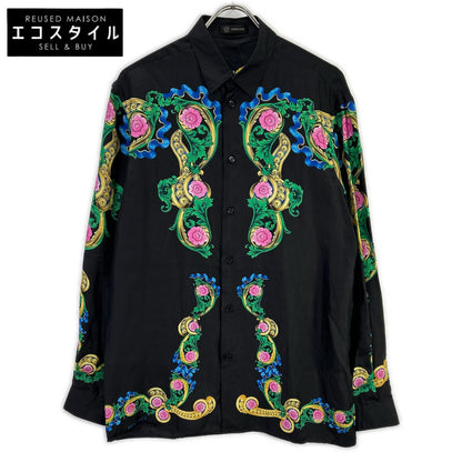 GIANNI VERSACE ジャンニ ヴェルサーチ A75980 ブラック マルチカラー フローラルプリント ロングスリーブ ボタンシャツ トップス