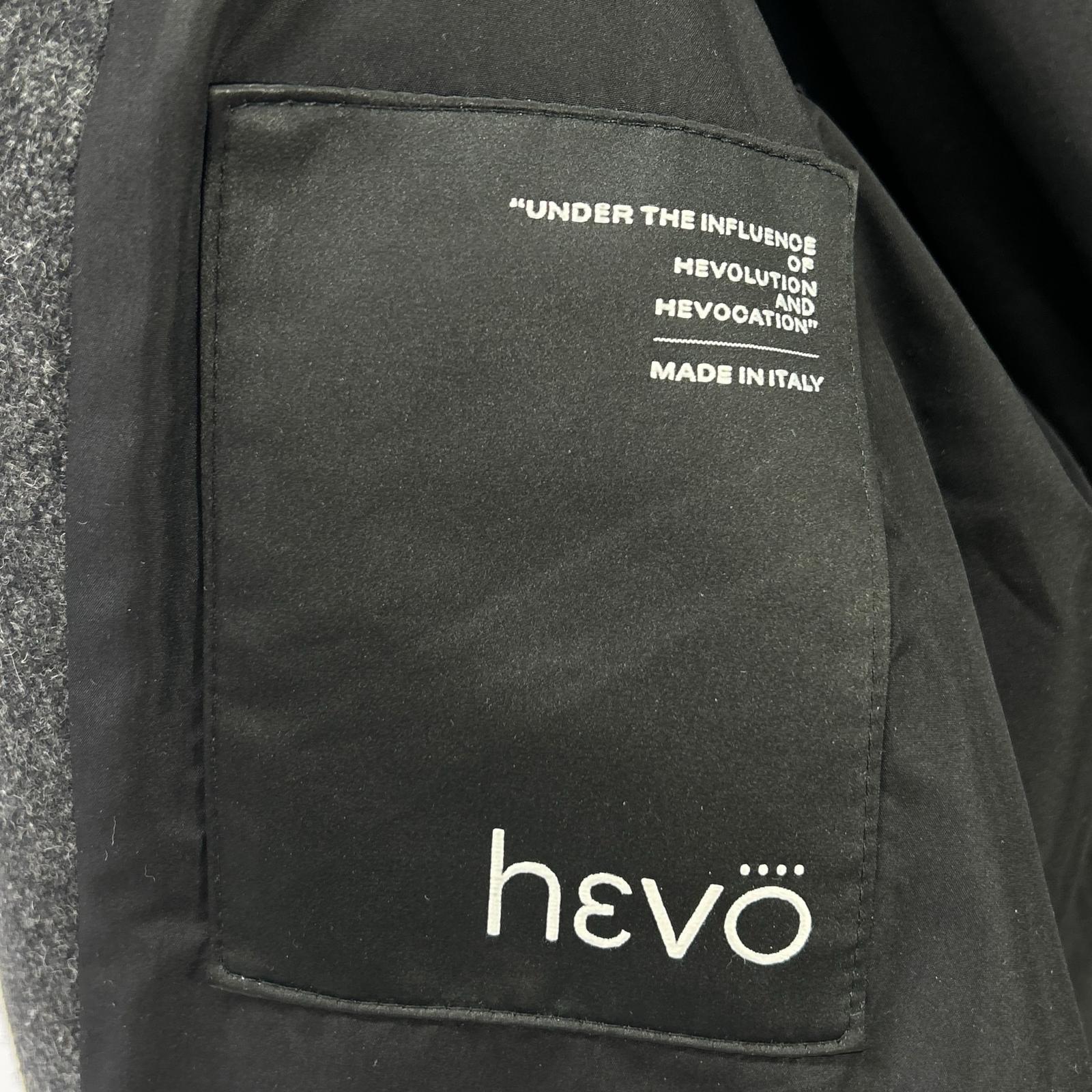 hevo イーヴォ チャコール ダブルブレスト ベルテッドコート コート