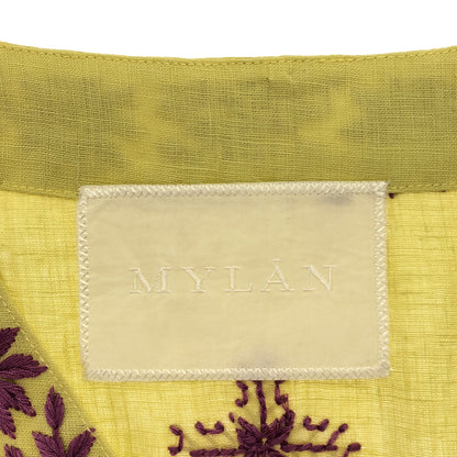 MYLAN マイラン MY20SS-OP002 イエロー リネン100 Tape Embroidery Dress エンブロイダリー 刺しゅうチュニックワンピース ドレス トップス