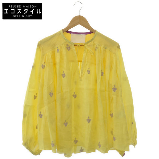 MYLAN マイラン MY21SS-BL005 イエロー Embroidery Kaftan Blouse エンブロイダリー 刺しゅう プルオーバーブラウス トップス