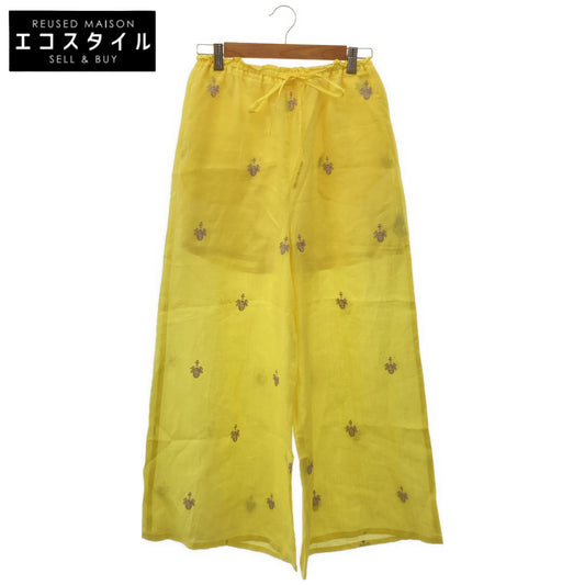MYLAN マイラン MY21SS-PT014 イエロー Embroidery Pants エンブロイダリー 刺しゅうワイドパンツ ボトムス