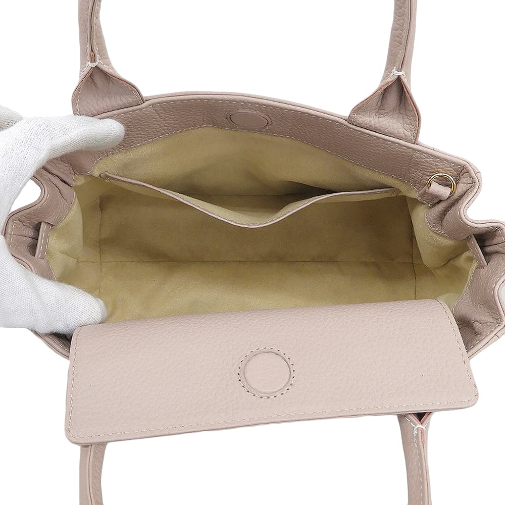 DEN HAMANO 傳濱野 新品同様 Mietia Belle ミーティアベル 2WAY ハンドバッグ レザー レディース ライトピンク ハンドバッグ