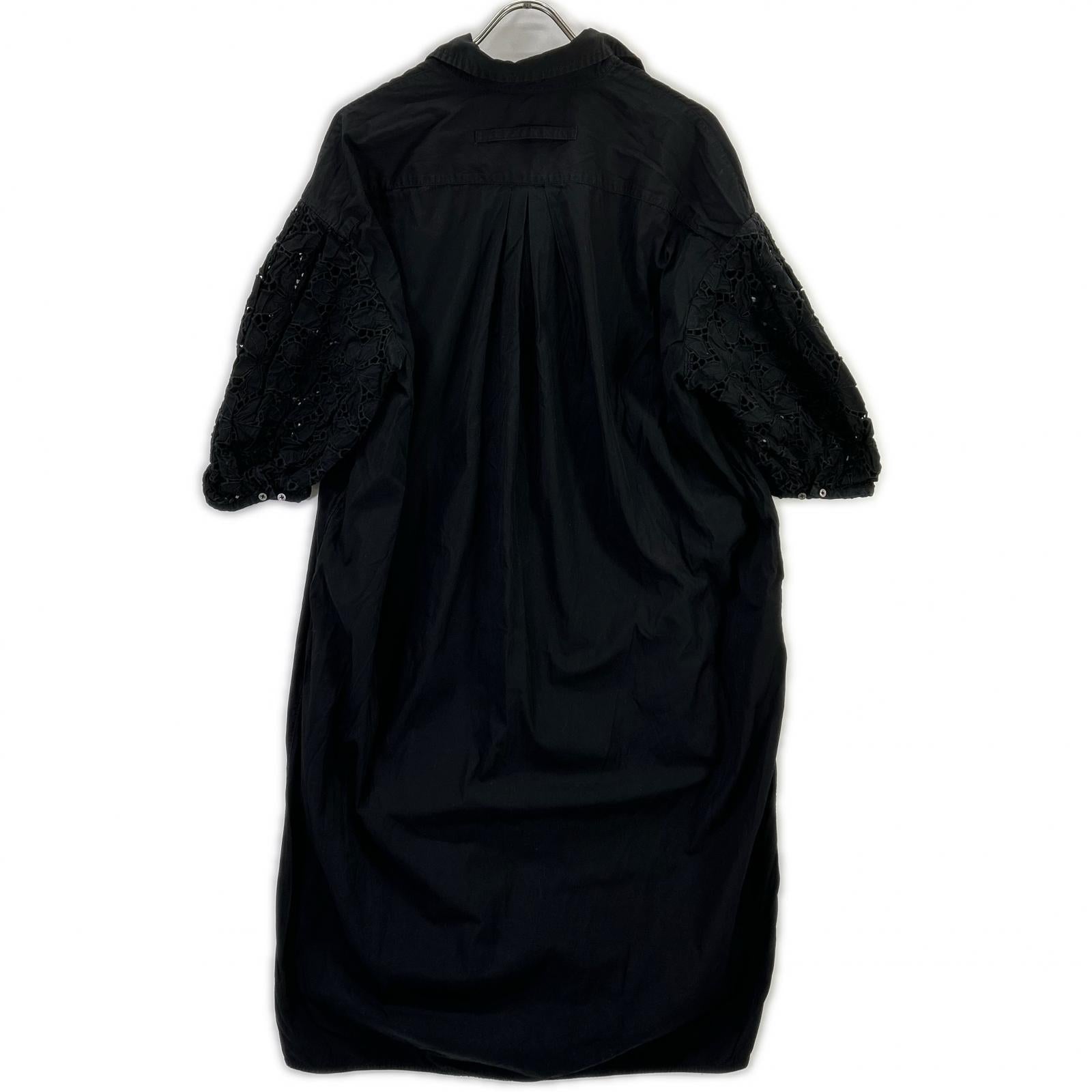 TICCA ティッカ TAHS-317-02 ブラック コットン レースパフスリーブワンピース ワンピース
