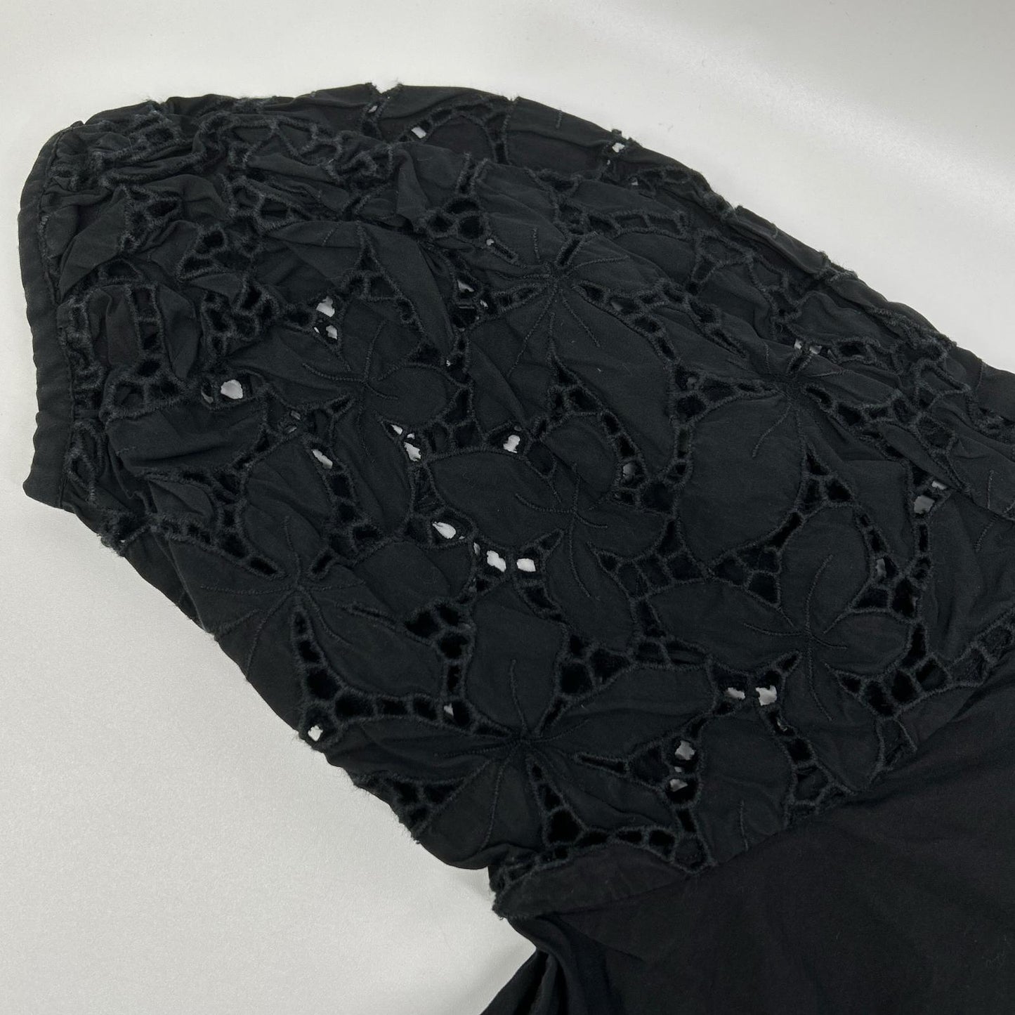 TICCA ティッカ TAHS-317-02 ブラック コットン レースパフスリーブワンピース ワンピース