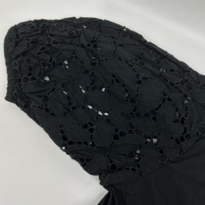 TICCA ティッカ TAHS-317-02 ブラック コットン レースパフスリーブワンピース ワンピース