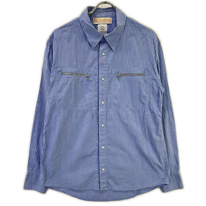 【SALE】 VISVIM ビズビム ライトブルー ストライプ ジップポケット ロングスリーブウエスタンシャツ トップス