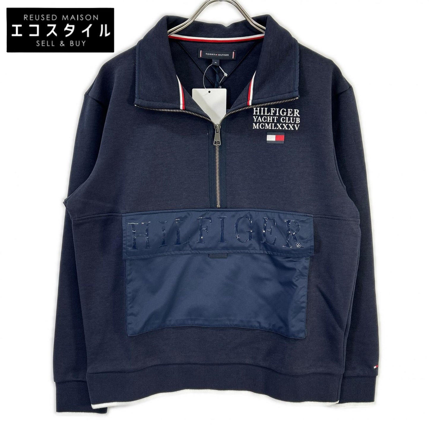 TOMMYHILFIGER トミーヒルフィガー ネイビー TH Flex ロングスリーブ ハーフジップスウェット トップス