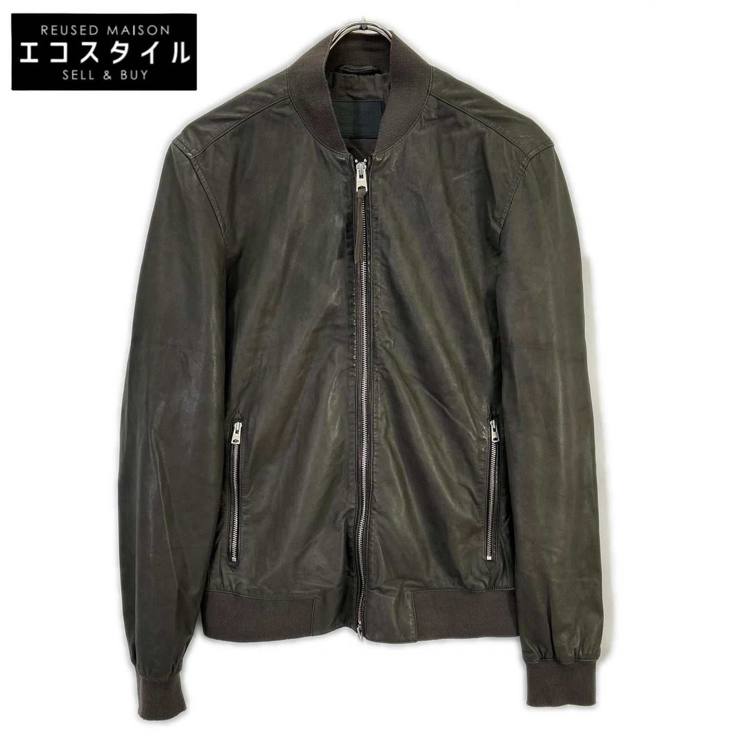 All Saints オールセインツ チャコール レザー MOWER BOMBER ボンバージャケット ジャケット