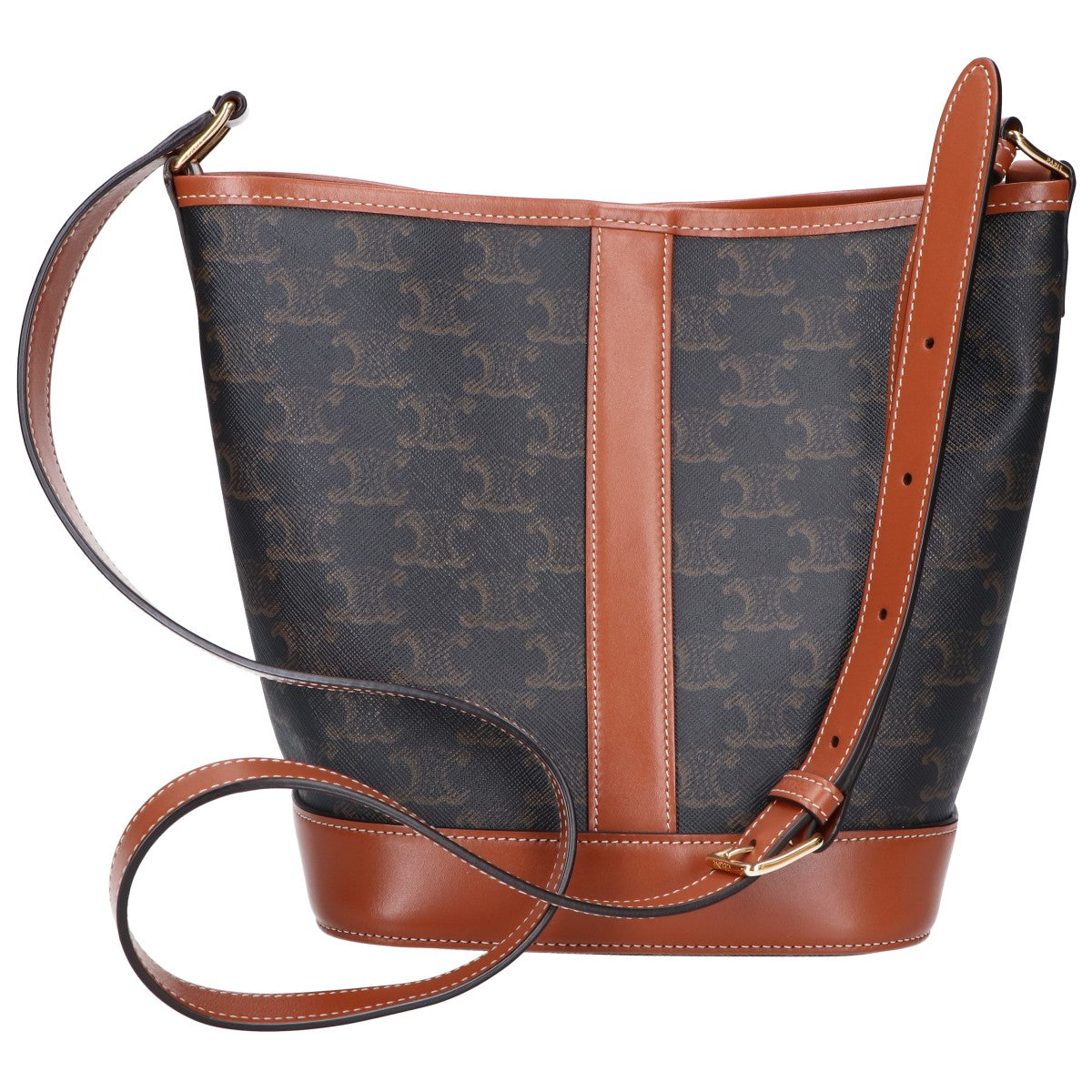 CELINE セリーヌ 21年製 トリオンフ スモールバケット PVC×カーフスキン ショルダーバッグ ショルダーバッグ