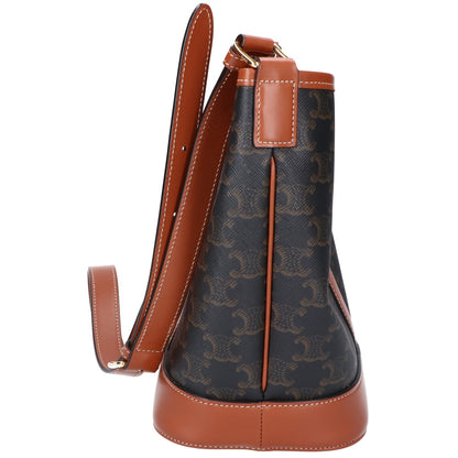 CELINE セリーヌ 21年製 トリオンフ スモールバケット PVC×カーフスキン ショルダーバッグ ショルダーバッグ