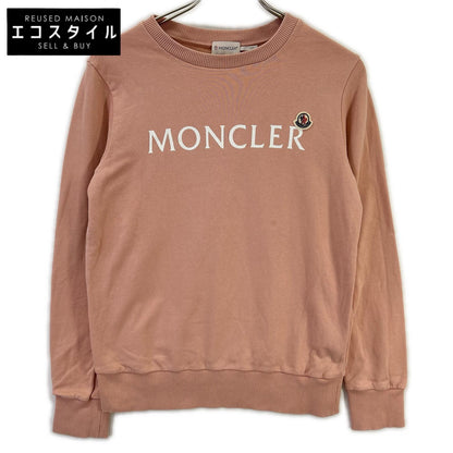 MONCLER モンクレール 22AW SWEATSHIRT ピンク×ホワイト コットン フロントロゴ クルーネックスウェットプルオーバー トップス