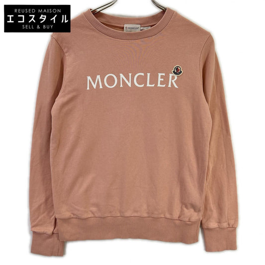 MONCLER モンクレール 22AW SWEATSHIRT ピンク×ホワイト コットン フロントロゴ クルーネックスウェットプルオーバー トップス
