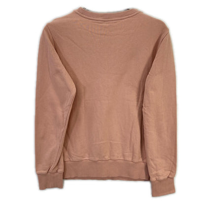 MONCLER モンクレール 22AW SWEATSHIRT ピンク×ホワイト コットン フロントロゴ クルーネックスウェットプルオーバー トップス