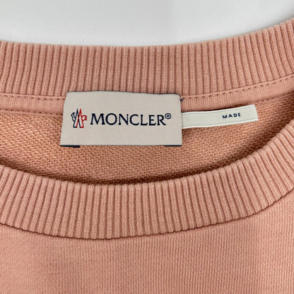 MONCLER モンクレール 22AW SWEATSHIRT ピンク×ホワイト コットン フロントロゴ クルーネックスウェットプルオーバー トップス