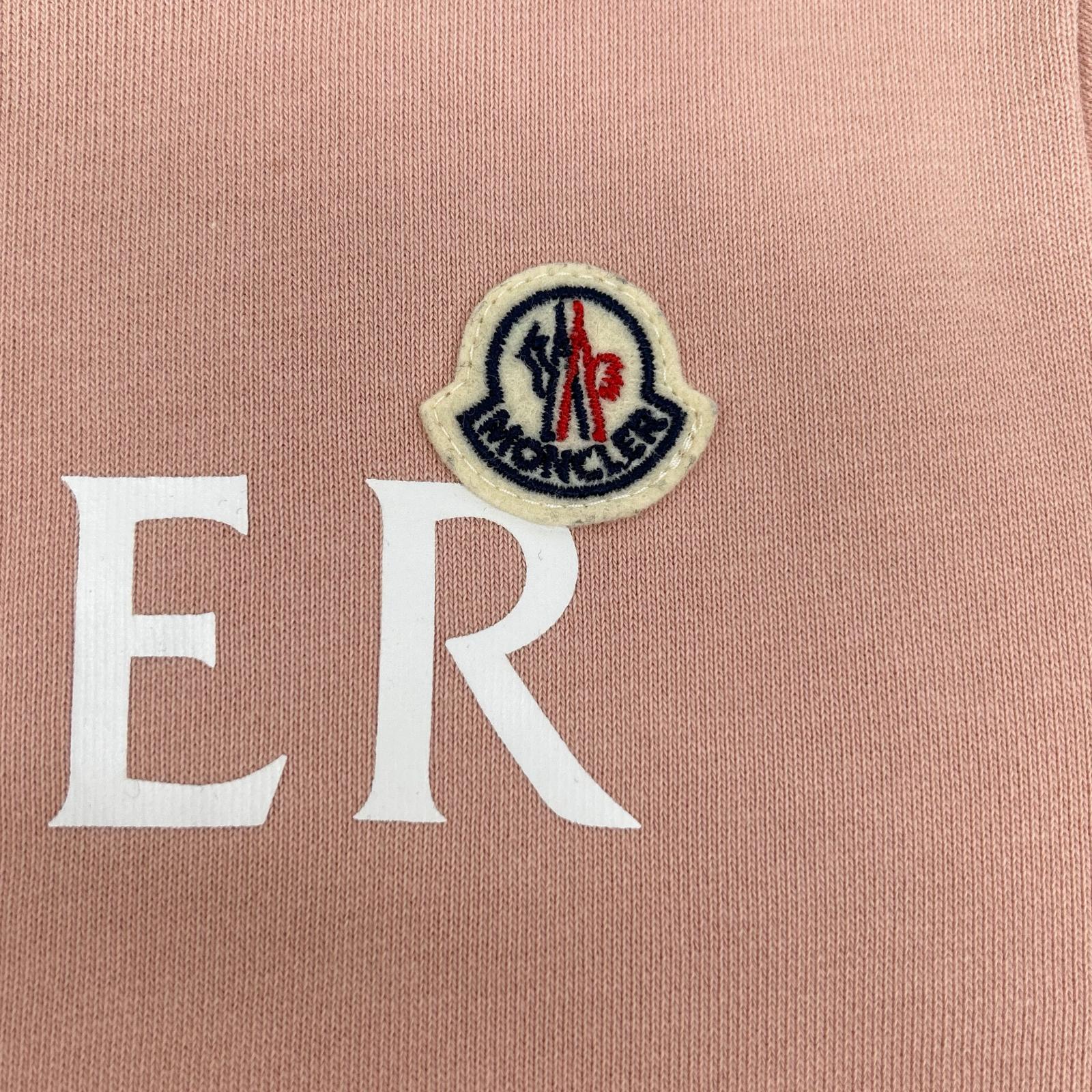 MONCLER モンクレール 22AW SWEATSHIRT ピンク×ホワイト コットン フロントロゴ クルーネックスウェットプルオーバー トップス