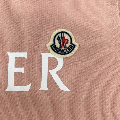 MONCLER モンクレール 22AW SWEATSHIRT ピンク×ホワイト コットン フロントロゴ クルーネックスウェットプルオーバー トップス